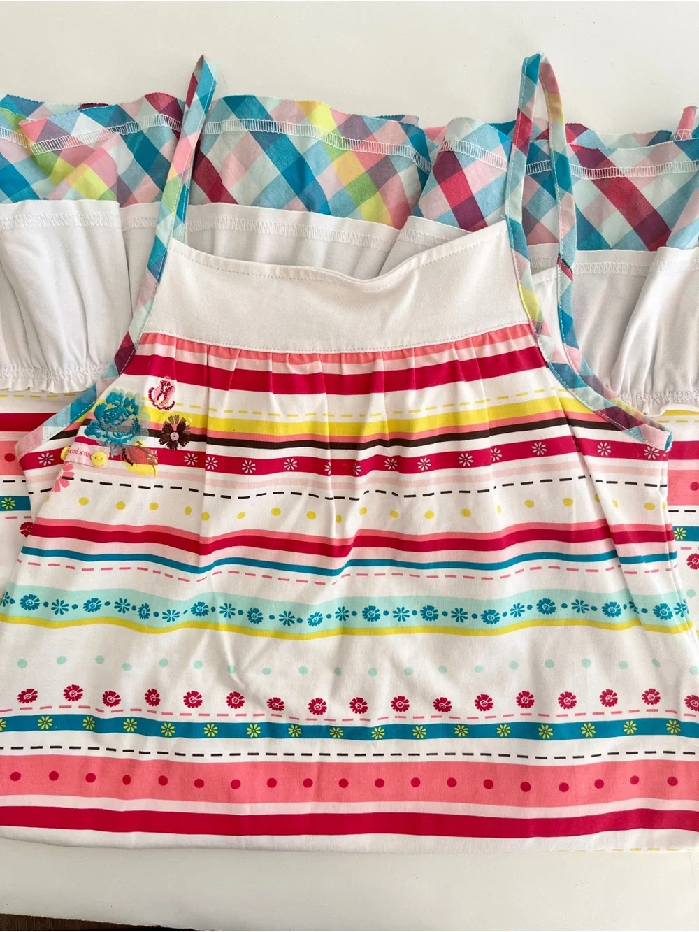 MEW French deux par deux layered cotton sundress Girls 12 Summer dress stripes